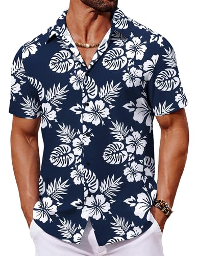 COOFANDY Mens Hawaiian Shirt Short Sleeve Button Down Shirt Summer Beach Shirt Resort Wear