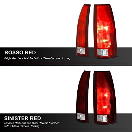 Vipmotoz For 1988-1999 Chevy Gmc C/K 1500 2500 3500 Pickup Suburban Tail Lights - [Factory Style] - Rosso Red Housing, Smoke Lens, Driver And Passenger Side #TOP5