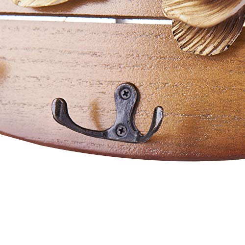 16-inch Wood Decorative Big Fish Welcome Sign Hanging Plaque with 3 Hooks,for Garden and Wall Decor
