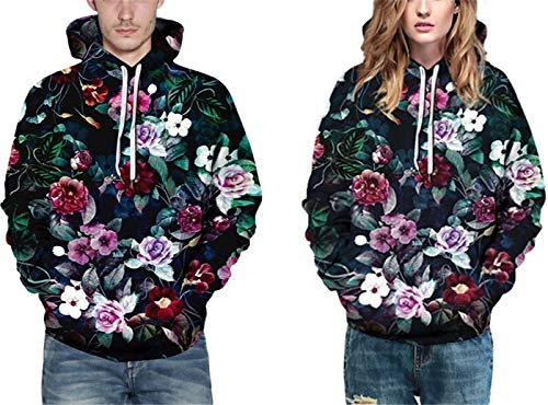 Flychen Men's 3D Hoodie Pullover Print Pattern Fashion Sweatshirt Sportswear Flowers Lxl #TOP4