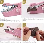 Handheld Sewing Machine, 22 Pcs Mini Portable Cordless Sewing Machine, Household Quick Repairing Tool with Conventional Kit, for Fabric Cloth Handicrafts Home Travel Use (Pink)
