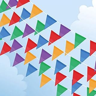 656ft Fabric Bunting Banner, 400pcs Multicolor Flags Waterproof Nylon Bunting Garland for Birthday Wedding Baby Shower Indoor Outdoor Garden Fiesta Party Decoration