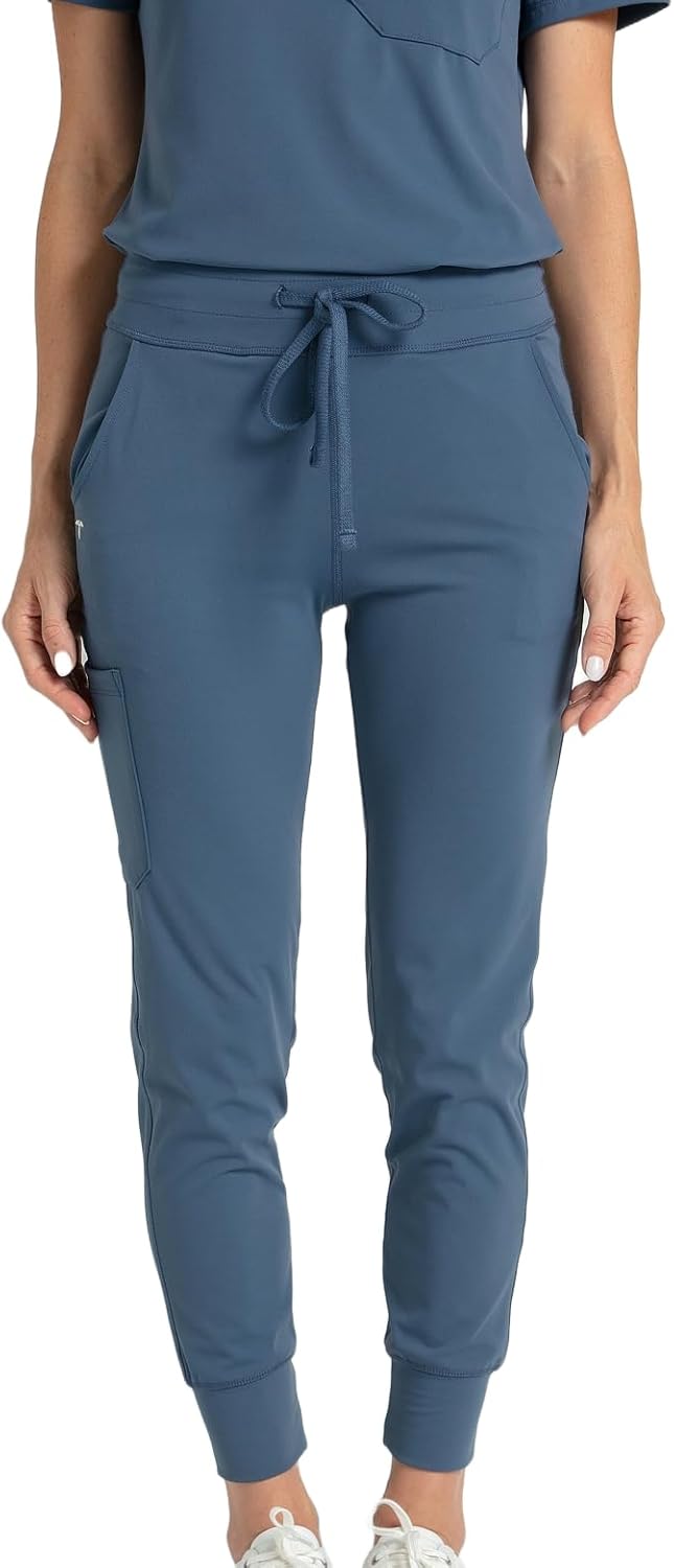 Jogger Scrub Pant for Women - 2 Pockets, 1 Cargo Pocket, Yoga High Waistband, Drawstrings, Moisture-Wicking