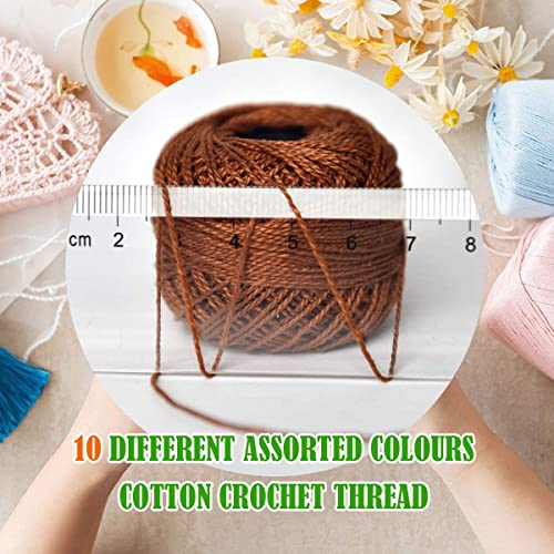 Crochet Thread 10 Balls Size 8 for Crochet Cross Stitch Needlepoint Hand Embroidery (caffee Series)