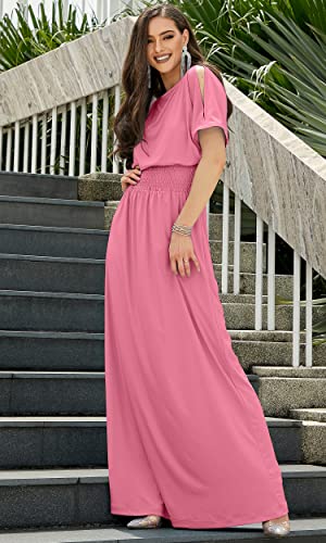 Image of KOH KOH Womens Split Sleeves Smocked Elegant Cocktail Long Maxi Dress