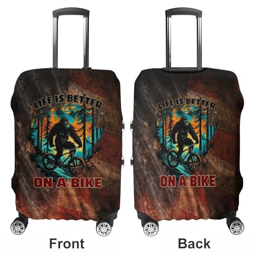 Vintage USA Flag Bigfoot Cycling Travel Suitcase Protector Luggage Cover Protective Washable Anti-scratch Baggage Cover3
