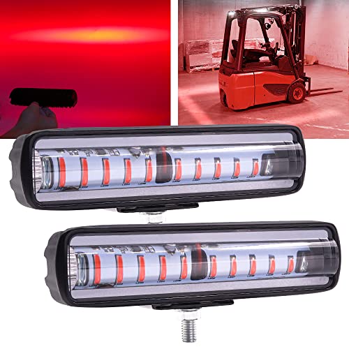 Biqing 2PCS Carrelli Elevatori Luce di Sicurezza Rosso,6 Inch Faro da Faro da Lavoro Faretto Fanale LED 30W Luce di Avvertimento di Sicurezza del Magazzino Della Luce 12V 24V Luci Lineari Diritte