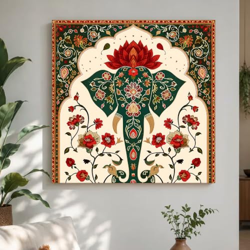 Image of Large Stretched Canvas Painting, Panel Wall Painting Elephant Stretched Luxury Paintings for Home Decoration, Living room, Bedroom and Office Decor (Pink, 22x22 Inch)