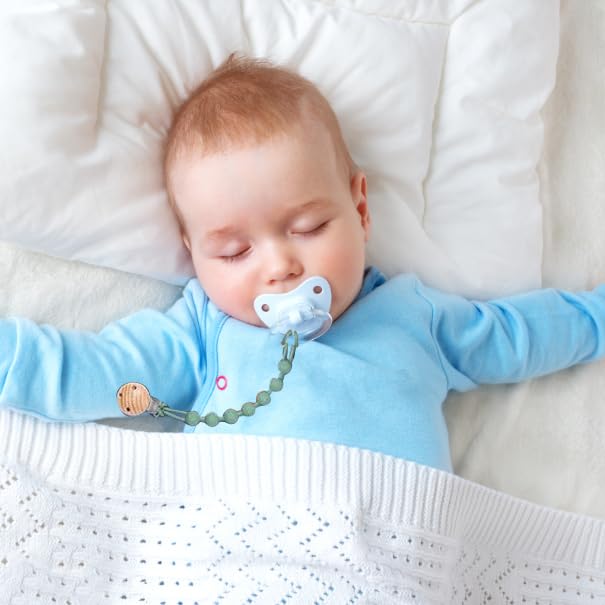 Image of Silicone Pacifier Clip for Baby Boys Girls Paci Binky Holder 5 Pack | food grade silicone, one piece design, soothe binky holder, teething relief, baby shower, birthday, christmas, baby registry