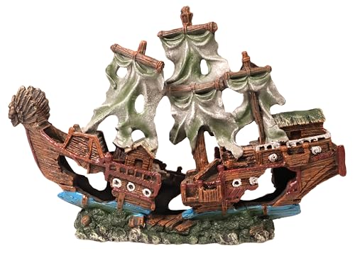 Image of Fish Tank Decorations Aquarium Shipwreck Adornment Aquarium Decor Thematic Ornaments Fish Tank Accessories for Shrimp or Betta Fish Hideout