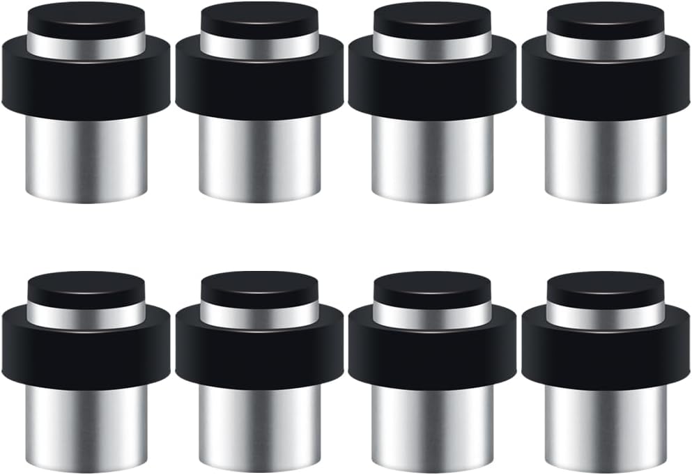 8 Pack Door Stoppers Stainless Steel with Rubber Bumper Door Stops for Wall and Floor Mounting Height 1.8"