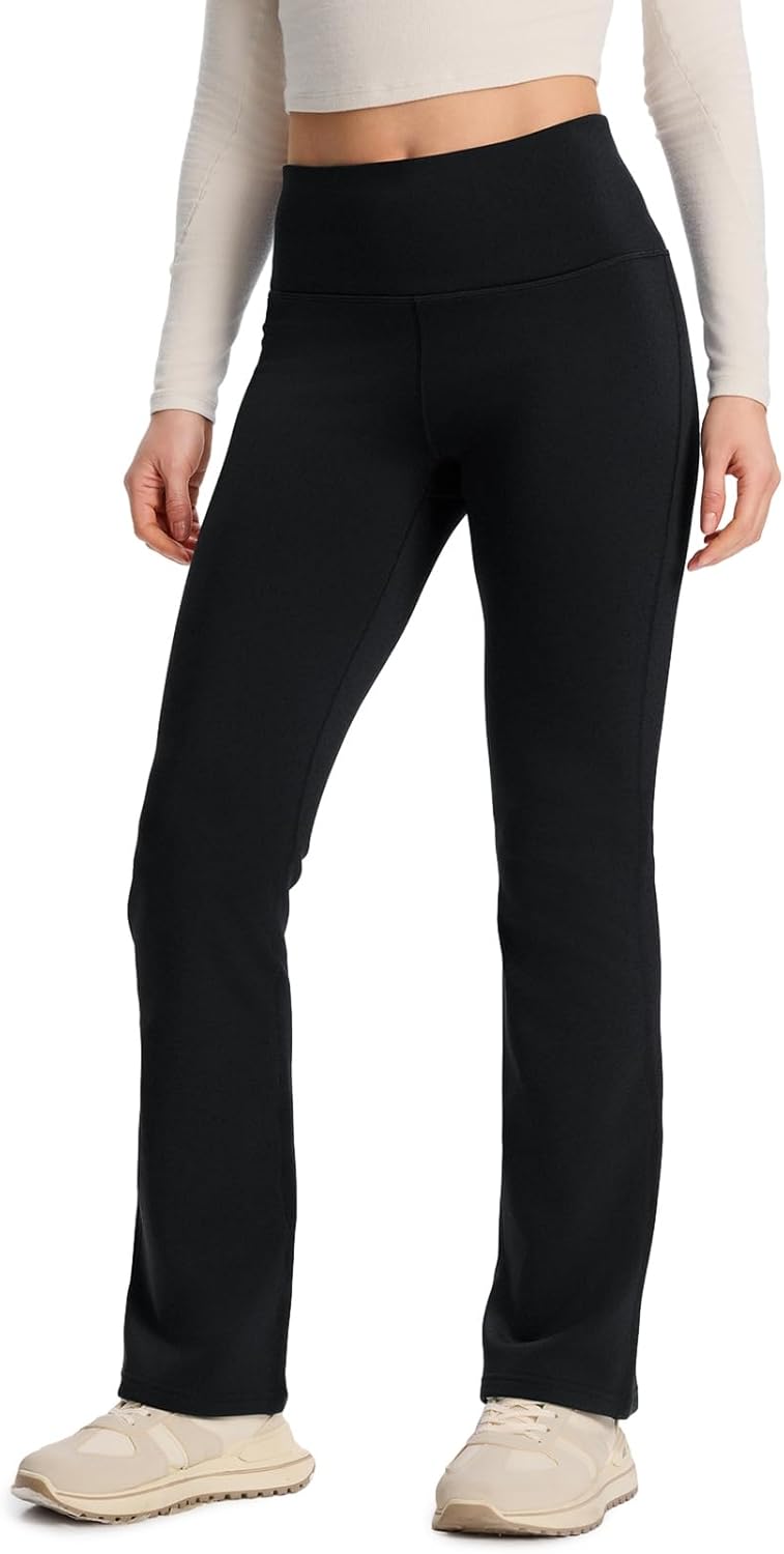 Yogipace Women's CozyWarmth Petite/Regular/Tall High Waisted Thick Fleece Lined Bootcut Pants Thermal Flare Leggings
