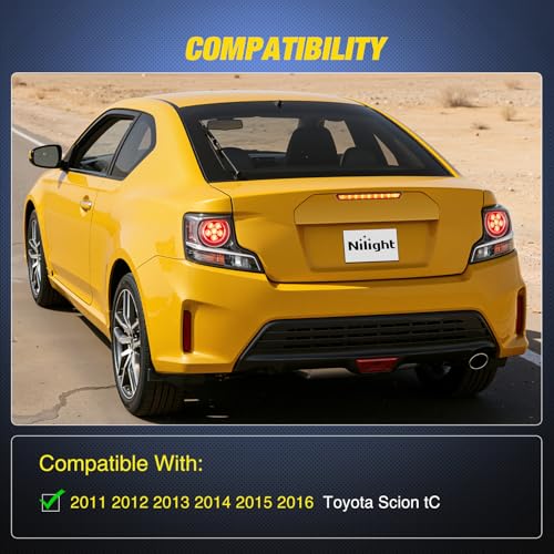 Image of Nilight Third Brake Light Tail High Mount 3rd Stop Lights Smoked Lens Compatible with Toyota Scion tC 2011 2012 2013 2014 2015 2016 Van SUV Rear Center Cab Lamp