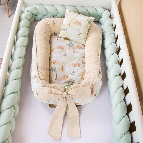 Ninho Redutor de Berço Para Bebê Com Mosquiteiro Safari Verde