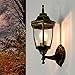 Produktbild LYON Goldene Wandlampe Vintage Landhaus Aluminium Glas Schirm H:38cm IP44 Außenlampe Balkon
