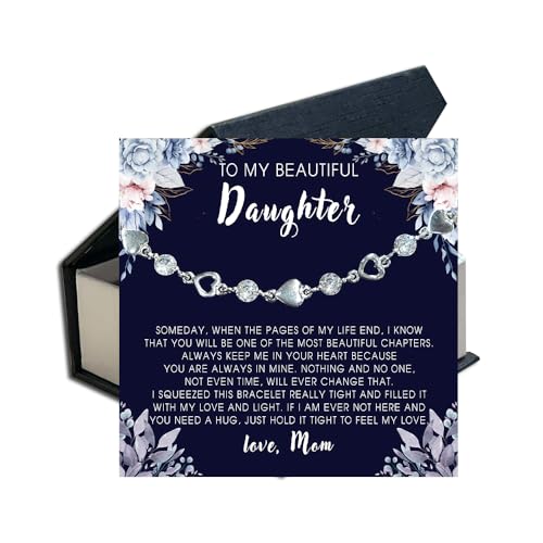 To My Daughter Bracelet From Mom And Dad With Heartfelt Message & Elegant Box, Valentines Gifts For Daughter, Jewelry Gift For Daughter From Mother and Father On Birthday, Graduation