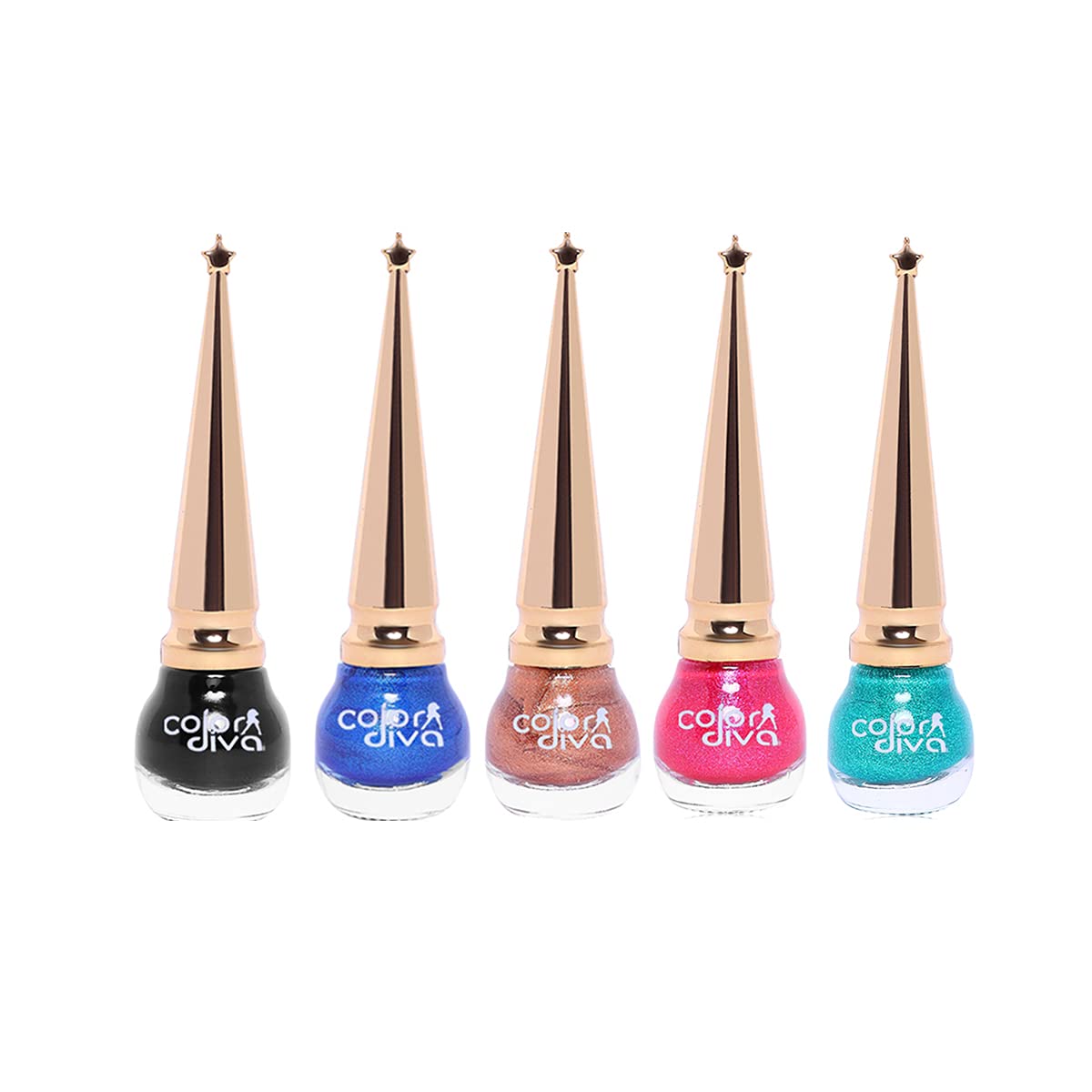 BSI Liquid Eyeliner (BLACK, BLUE, COPPER, DARK PINK, GREEN)-5.5 ml (Set of 5)