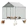 VEVOR Metal Chicken Coop, 6.56x6.56x6.56ft Large Walk-in Chicken Runs with Cover, Spire Roof Hen House Enclosure with Security Lock, Outdoor Duck Rabbit Cage Poultry Pen for Backyard, Farm, Yard