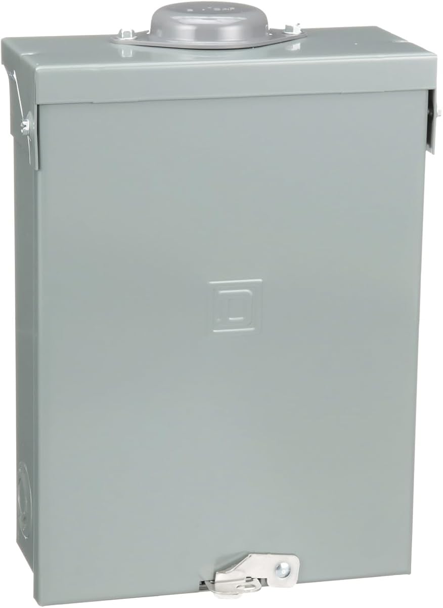 Square D by Schneider Electric Homeline Centro de carga de lengüeta principal para exteriores de 100 amperios, caja de disyuntores, 6 espacios, 12 circuitos, 120/240 VAC, certificación UL, gabinete NEMA 3R resistente a la lluvia (HOM612L100RBCP)