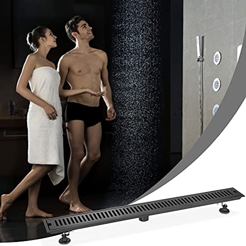 TELAM Linear Drain 36" Linear Floor Drain Shower Drain Large Displacement Removable Stainless Steel Linear Drain Deodorant Hair Strainer Floor Drain For Bathroom, Kitchen, Balcony, Corridor, Garden