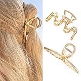 Casdre Metal Hair Claw Clips Gold Large Banana Hair Claws Barrette Non Slip Hair Clip Strong Hold Wave Jaw Clip Fashion Hair Clamps Hair Accessories for Women(Pack of 2)(4in)