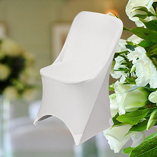 Springrose 100 Ecoluxe White Scuba Spandex Stretch Folding Wedding Chair Covers. These Are Made For Standard Metal And Plastic Folding Chairs. #TOP7
