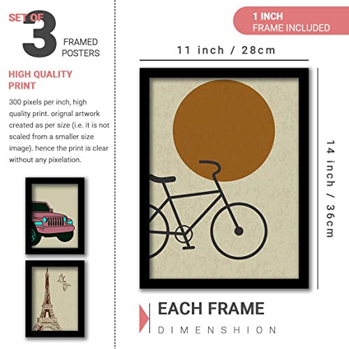 Image of kotart Vintage Travel Theme Framed Wall Posters with Frame - Home Decor Paintings for Living Room Set of 3 (Art 2, 10x13 inch)