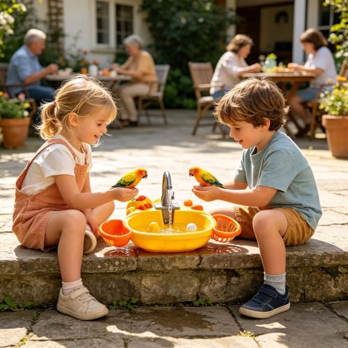 Ducha para pájaros con circuito de agua eléctrico automático y zona interactiva de juego 4