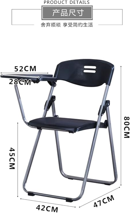 HeyDear Folding Meeting Chair, With Table, Folding, Office, Chair Table Integrated, Lightweight, Pipe Chair, Memo Table Included, Compact Storage, Breathable, Office, Company, Meetings, Lectures