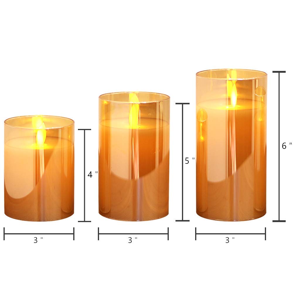 Eldnacele Lot De 3 Bougies Sans Flamme En Verre Et Plastique