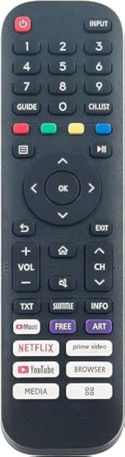 EN2J30H Replace Remote Control fit for Hisense Vidaa Smart TV 2020 32A45GV 40H5G 40A4GV 40A40GV 40A40GMV 40H55G 40A4HV 40A4070GMV 43H6G 43H77G 43V6G 43A60G 43A60H 43A60GMV 43A6010GMV 43A6070GMV