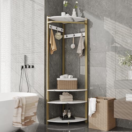 GarveeHome Corner Coat Rack with Shoe Bench Entryway, Corner Hall Tree with 6 Double Hooks, Corner Clothes Rack with Storage Corner Tree with Organizer Shoe Bench Shelf for Entryway, Hallway, Closet