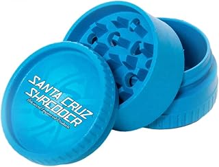 Santa Cruz Shredder Grinder for Herbs Knurled Top for Stronger Grip 3-Piece 2.2" (Blue)