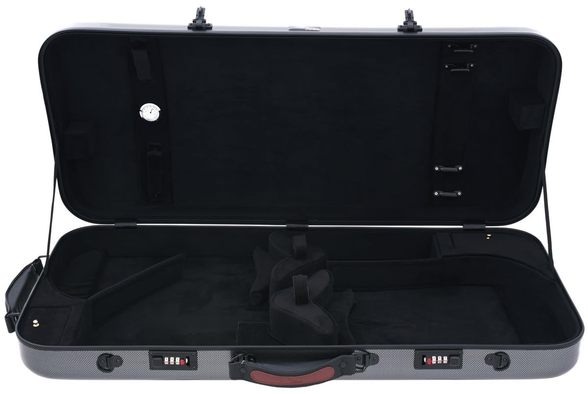 Doppelkoffer für Geige 4/4, Bratsche 36-43 Fiberglass Hybrid Point Schwarz M-case