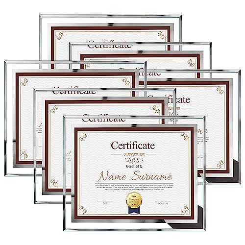 Schliersee 8.5 x 11 Certificate Document Frame Diploma Glass Picture Frames Only for Tabletop, Pack of 6