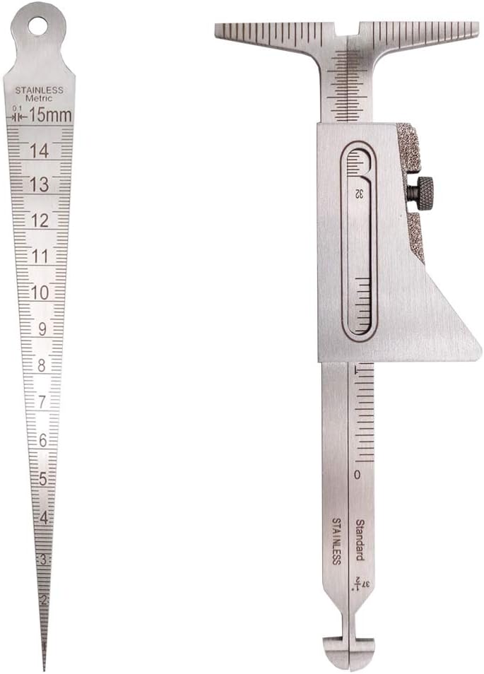 Weld Gauge Set Hi-Lo Welding Gauge and 1/32-5/8 Inch 1-15mm Taper Gauge Stainless Steel Imperial Metric Measurement Welding Gauge