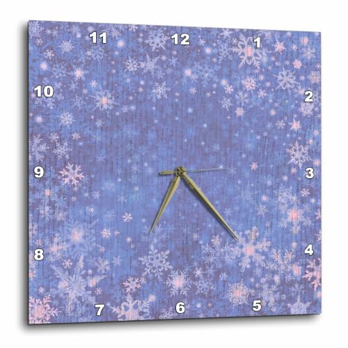 3dRose dpp_28110_3 Blue Snowflakes-Wall Clock, 15 by 15-Inch