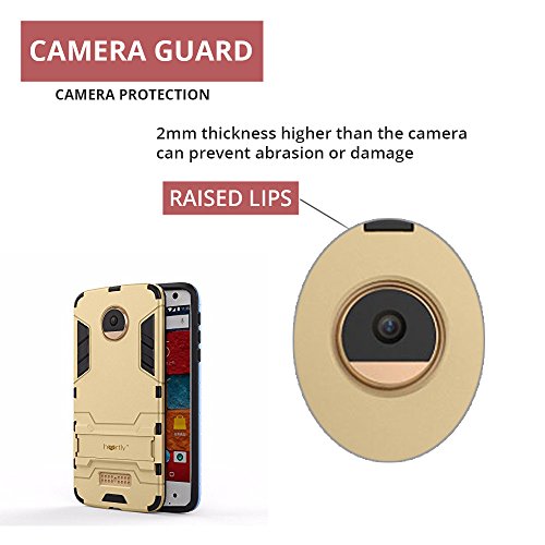 Image of Heartly Back Case Cover Compatible with Motorola Moto Z /Moto Z Droid - Metal Grey - Graphic Kickstand Hard Dual Armor Hybrid Rugged Bumper