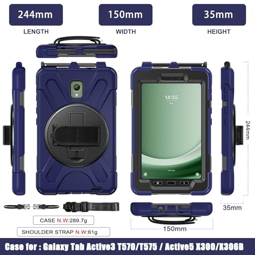 Compatível com Samsung Galaxy Tab Active5 capa SM-X300 de 8 polegadas, capa robusta resistente à pro
