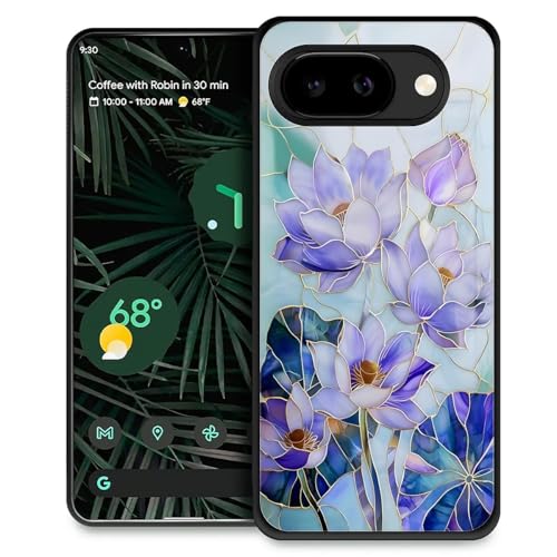TAMEFOX Compatible with Google Pixel 10A Case,Slim Soft Shockproof TPU Women Girls Boys Protective Cover Case for Google Pixel 10A-Glass Iridescent Lotus Bloom