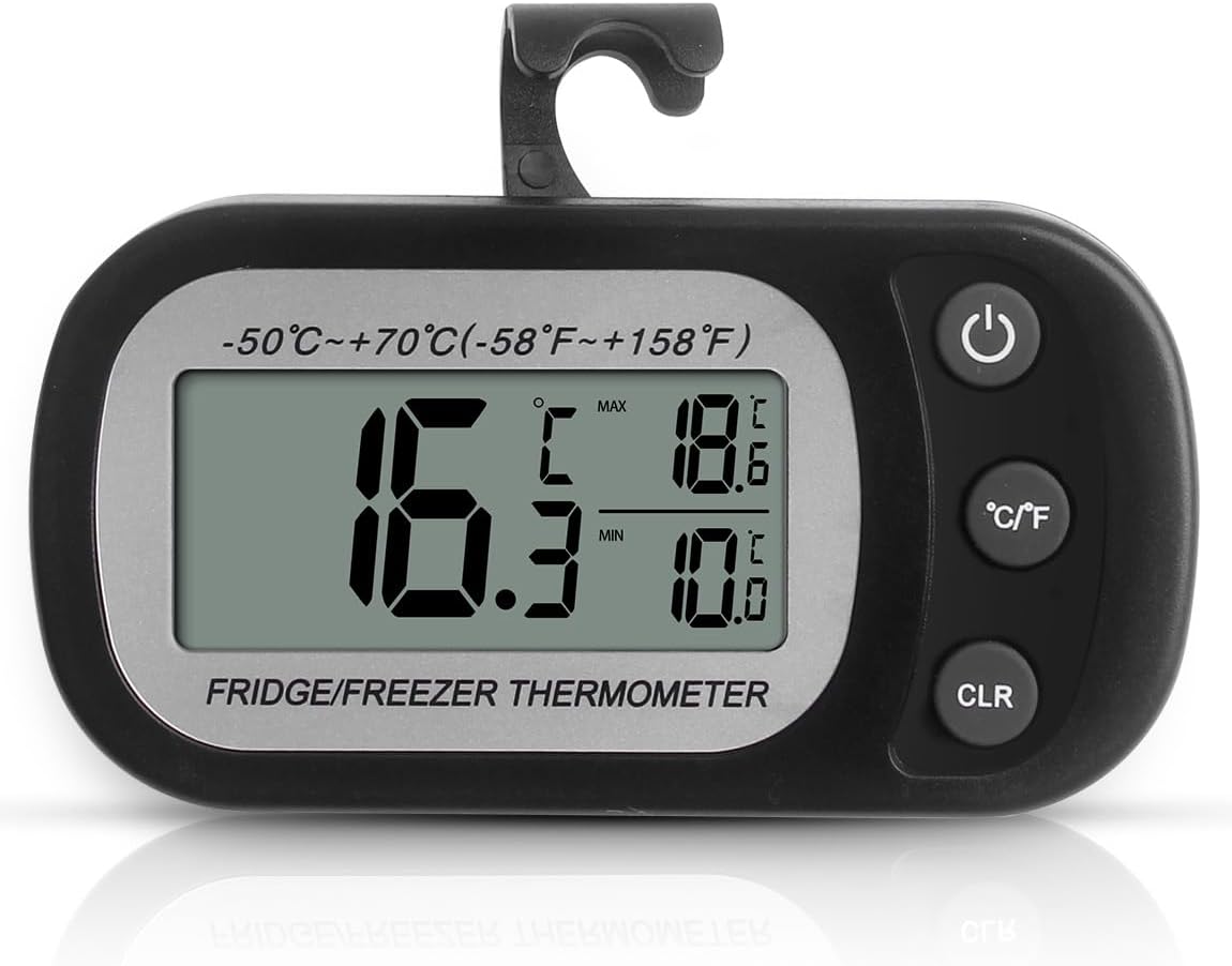 4 Thermomètres Numériques LCD Pour Réfrigérateur / Congélateur - Avec Sonde étanche, Lot De 4 Neufs