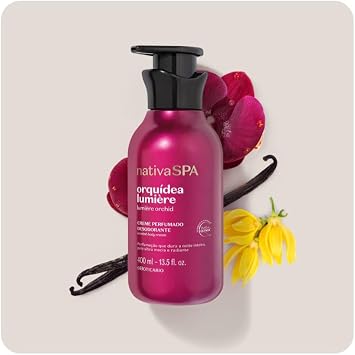 O Boticário Nativa Spa Orchid Lumière Deep Hydration Perfumed Body Lotion, 400ml, with Quinoa Oil and Shea Butter, Floral Amber Scent
