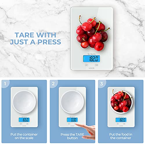 Koios Usb Rechargeable Food Scale, 33Lb/15Kg Kitchen Scale Digital Weight Grams And Oz For Cooking Baking, 1G/0.1Oz Precise Graduation, Waterproof Tempered Glass, 6 Weight Units, Tare Function #TOP3