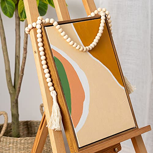 Decorkey Farmhouse Wood Beads Garland, 58 Inch Wooden Beads For Boho Home Decor With Tassels, Rustic Country Decor For Table, Wall, Shelf, Tray, Vase, Living Room, Bedroom, St.patrick Easter Spring #TOP5