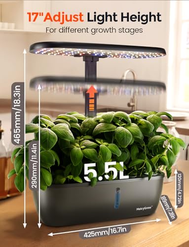 MG-15 Hydroponic Growing System Kits, Smart Indoor Garden with 24W Grow LED Light Full Spectrum, 15 Pods Herb Garden Planter Indoor Gardening for Gifts, Kitchen - Thumbnail 7