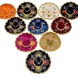 Mini Mexican Sombrero Hats 5 Pack – 6 Inch Charro Mariachi Sombreros, Assorted Colors, Fiesta Party Decorations, Cinco de Mayo Decor, Mexican Party Favors