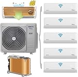 5x 3,5kW / 5x 12000 BTU WiFi/App WLAN Multisplit Split Klimaanlage ECO Smart PENTA Multi Split Klimagerät mit 5 Innengeräten 42000BTU mit Heizfunktion