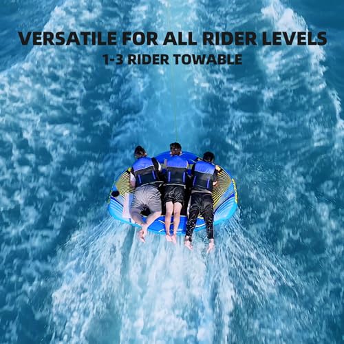 SUWTAIR Towable Tubes for Boating 1-3 Person,Tubes for Boats,Inflatable Boat Tube/Water Tube,Front&Back Tow Points with Heavy-Duty Thick Nylon Cover for Water Sports