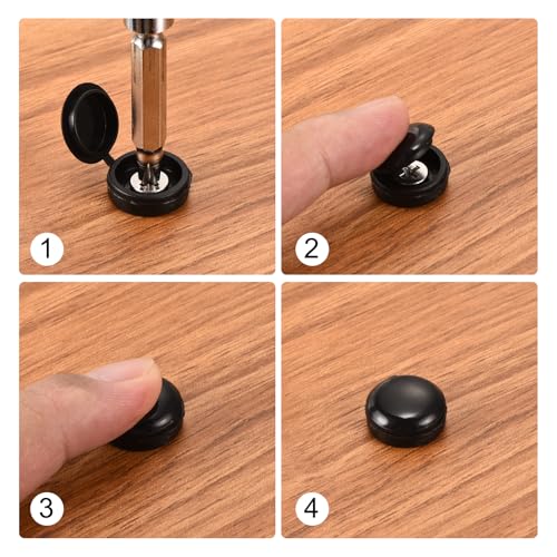 QUARKZMAN 150Stk Schraub Abdeck Kappen Plastik Klapp Schraub Abdeckungen Schnapp Unterlegscheibe Abdeckungen Schraub Kappen für Möbel Schwarz/Weiß/Grau