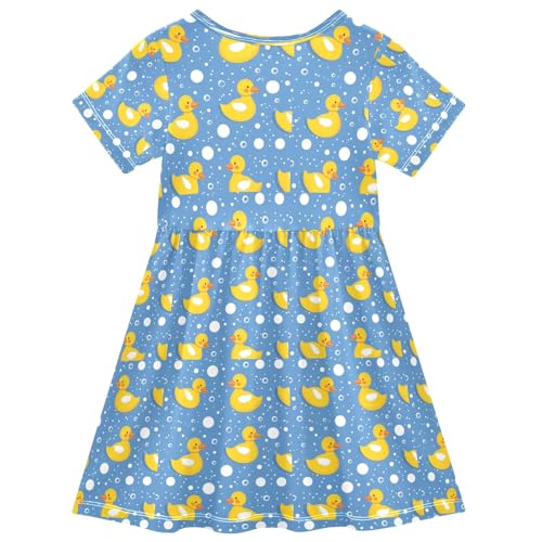 senya Summer Girl Dresses Rubber Duckies with Bubbles Toddler Short Sleeve A-line Dress Casual Sundress2